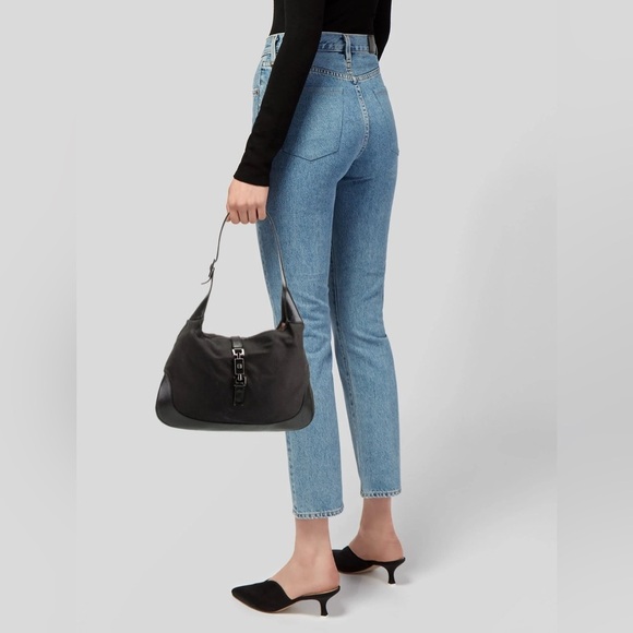 Vintage Y2K Black Grommet Lace Up Purse Shoulder Bag - Picture 10 of 11